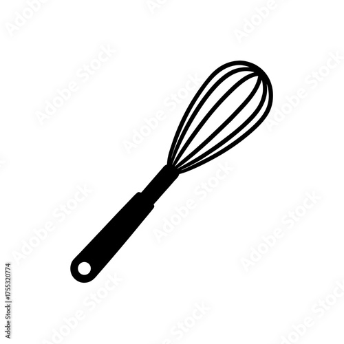 Simple whisk silhouette art on transparent background