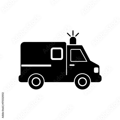 Silhouette of an ambulance on transparent background