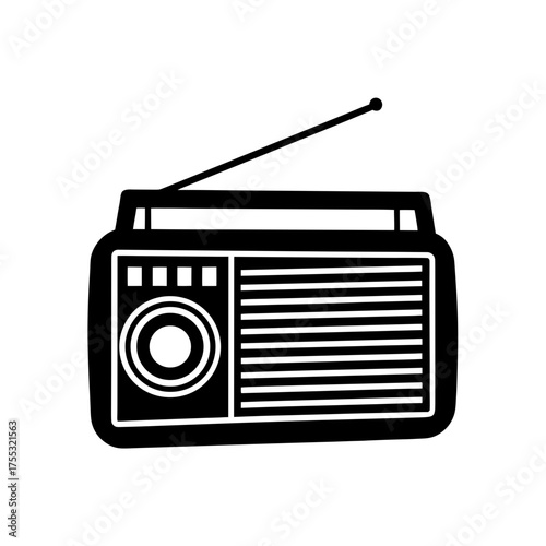 Simple black radio icon on transparent background silhouette