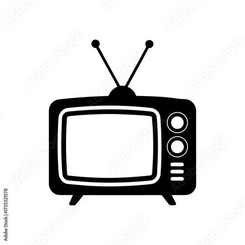 Illustration of an old tv on transparent background silhouette