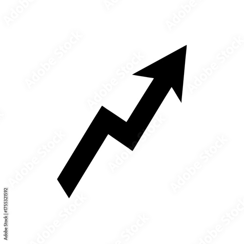 Black zigzag arrow shape on transparent background silhouette