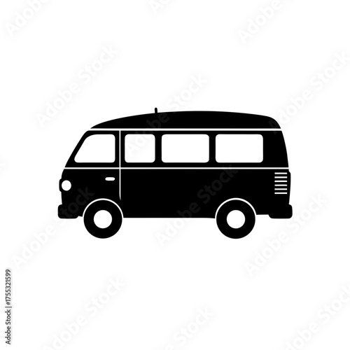 Silhouette of a camper van on transparent background