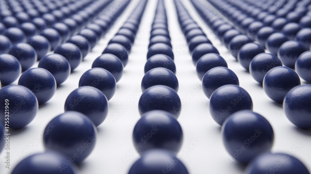 Fototapeta premium A series of blue spheres arranged in a grid pattern on a white background.