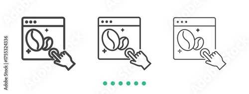 Website about coffee icon. Thin line icon vector