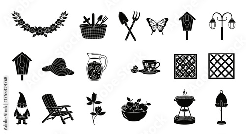 A Cohesive Black Vector Silhouette Set for Garden Party Gathering Delights_transparent.svg