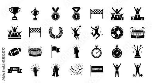 Black Vector Silhouette Set for Sporting Event Victory Triumphs_transparent.svg