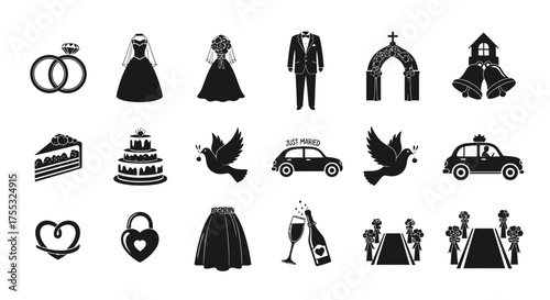  Cohesive Black Vector Silhouettes for Classic Wedding Ceremony Elements_transparent.svg