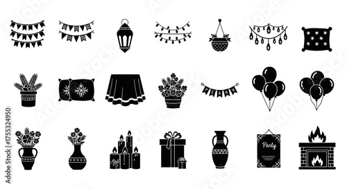 A Comprehensive Set of 15 Cohesive Black Vector Silhouettes for Contemporary Home and Decor Celebrations_transparent.svg