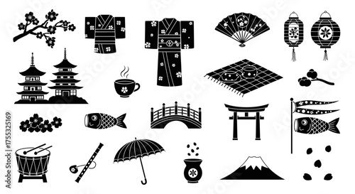 A Comprehensive Set of Fifteen Black Vector Silhouettes for Cherry Blossom Festival_transparent.svg