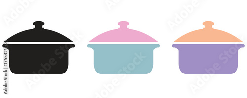 Casserole dish icon set, casserole dish icon silhouette vector in trendy flat style illustration isolated on white background.