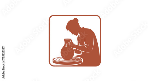 A Creative Terracotta Brown Silhouette of a Sculptor Shaping Clay on a Wheel_transparent.svg
