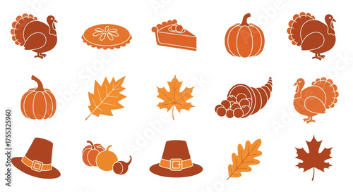  A Heartwarming Thanksgiving Celebration Silhouette Set Harvest-Themed Colored Icons_transparent.svg
