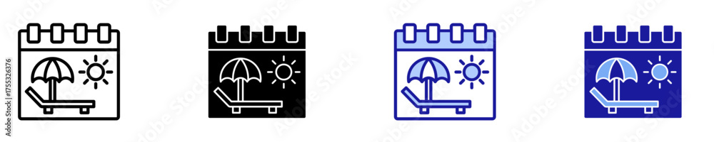 Fototapeta premium Holiday Icon Set Multiple Style Collection