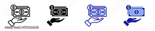 Salary  Icon Set Multiple Style Collection
