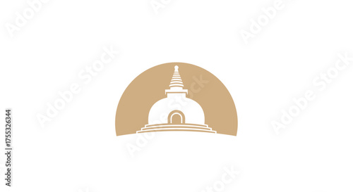 A Serene Sandy Beige Silhouette of an Iconic Buddhist Stupa Dome Architecture_transparent.svg