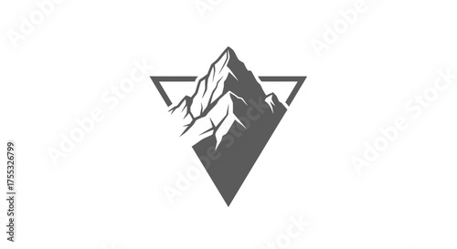 An adventurous logo with a rocky grey silhouette of a minimalist mountain peak_transparent.svg