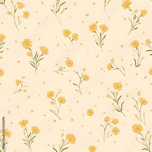 옐로우 플로럴 패턴 배경