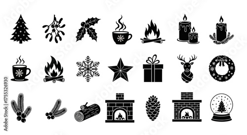 An Elegant Set of Black Vector Silhouettes for a Peaceful Winter Solstice Yule Celebration_transparent.svg