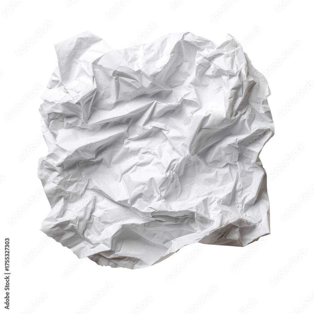 Obraz premium A Piece of Crumpled Wrinkled White Office Paper Isolated on transparent background Remove png, Clipping Path, pen tool