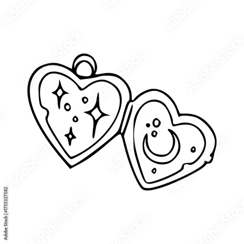 open heart locket line art. magic and celestial jewelry icon