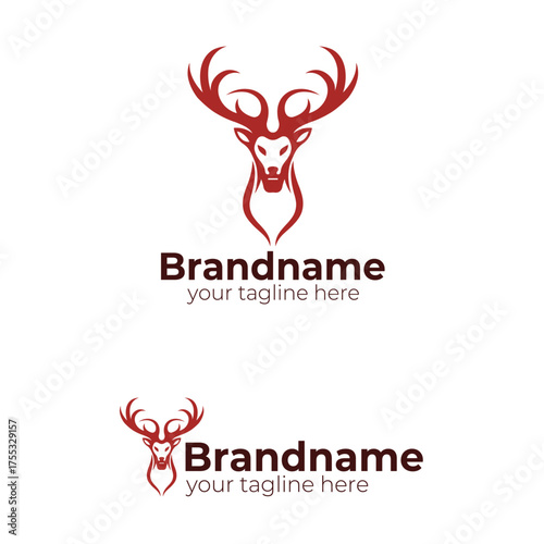 Majestic Deer Head Logo Vector Template Design for Hunting, Outdoors, Wilderness, Apparel, Restaurant, Sport, Strength, Security, or Premium Brand Identity