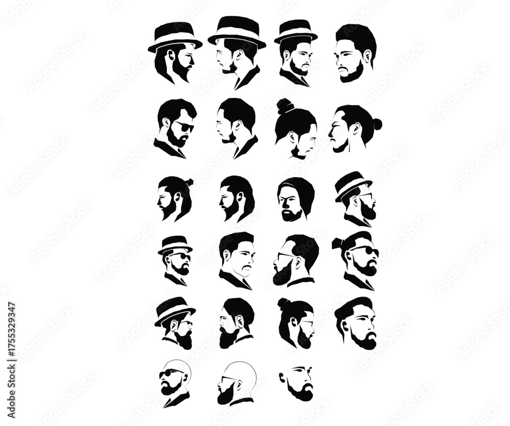 Obraz premium male face icon collection, flat icon black