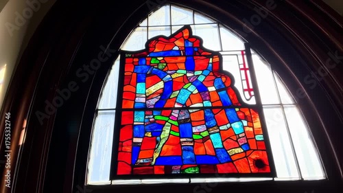 Stained Glass Window Art in a Historical Building Architecture Interior