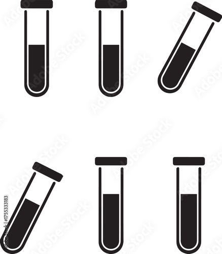 Test Tubes Icon Set - Laboratory Sample Analysis