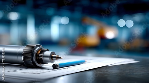 Precision Engineering Tools on Technical Drafting Paper in Workshop