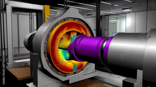 Advanced Industrial Machine with Colorful Visualization of Mechanics