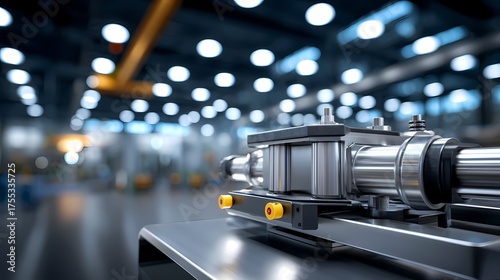 Close-Up of Industrial Equipment with Blurred Background in Factory