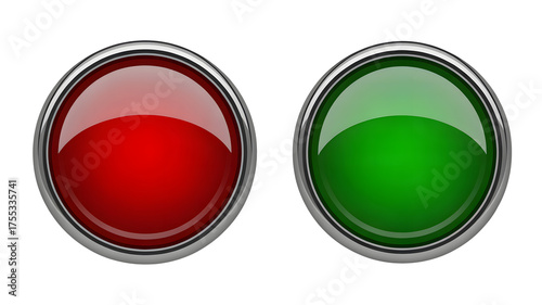 Go or Stop Red and Green Glossy Buttons for website or app interface design