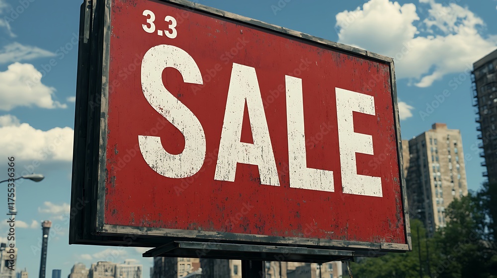 Fototapeta premium A prominent red sign displaying 