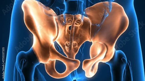 Pelvic Anatomy Visualization 3D Animation of Human Skeleton Structure Bone Health Body Motion and Lower Back Support