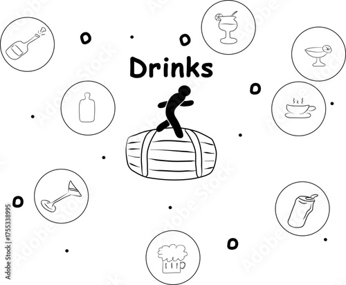 Infographics drink, modern vector illustration, infographic2025. Print design, business theme, new