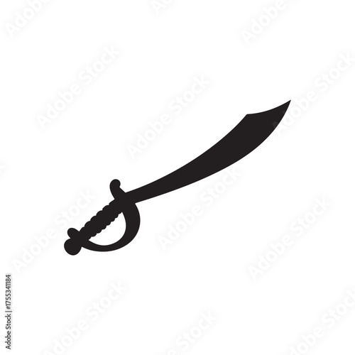 Black Islamic Arabic sword silhouette vector. Silhouette vector illustration design on a white background.