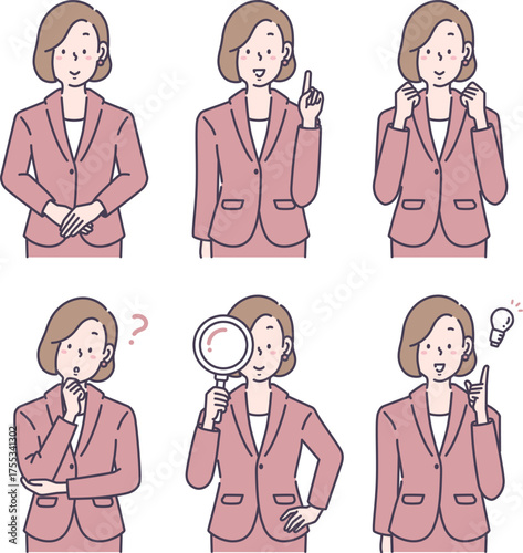 スーツを着た女性のイラストセット