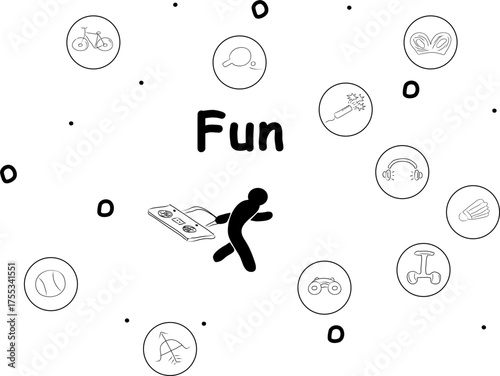 Infographics fun, modern vector illustration, infographic2025. Print design, business theme