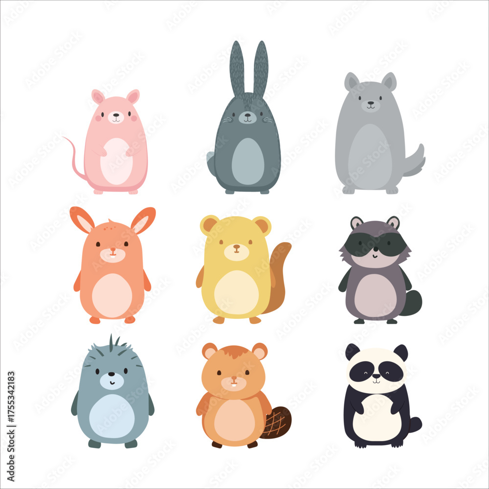 Fototapeta premium Cute Animal Plush Collection