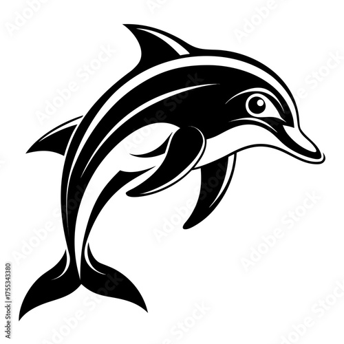 Elegant black and white dolphin vector illustration scalable graphic design high quality art