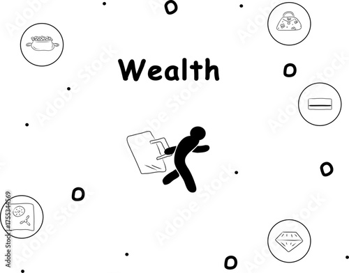Infographics wealth, modern vector illustration, infographic2025. Print design, business theme,  concept