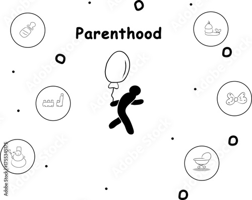 Infographics parenthood, modern vector illustration, infographic2025. Print design, business theme, concept