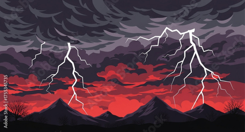 night landscape with trees and clouds