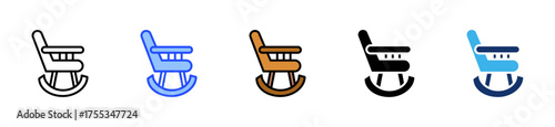 Rocking Chair Icon Collection With Multiple Styles