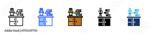 Bedside Table Icon Collection With Multiple Styles