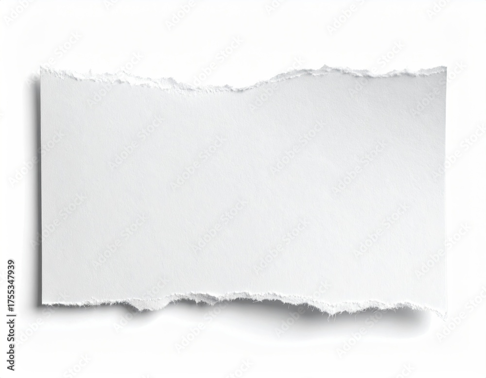 Obraz premium White paper scrap, jagged top edge, with soft shadow