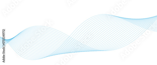 Abstract white and blue wave dynamic curve lines on white background. Energy technology concept modern backdrop design for business, presentation, banner.