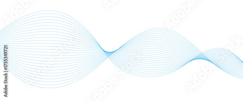Abstract white and blue wave dynamic curve lines on white background. Energy technology concept modern backdrop design for business, presentation, banner.