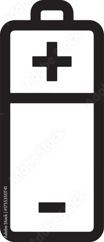 Minimalist battery icon with positive and negative poles.
