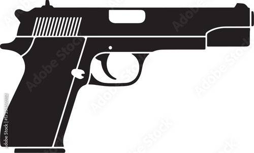 Black and White Silhouette of a Handgun.